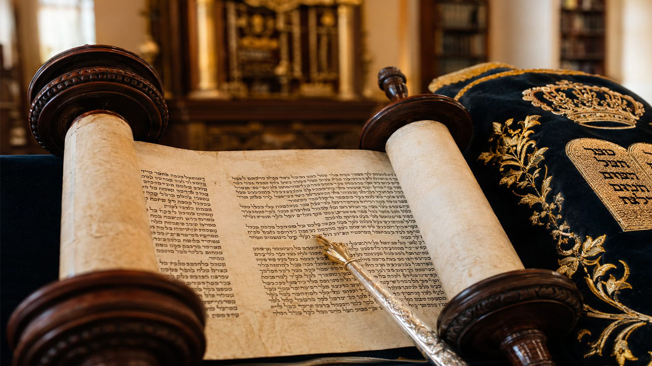 The ancient Torah scrolls used in Jewish tradition