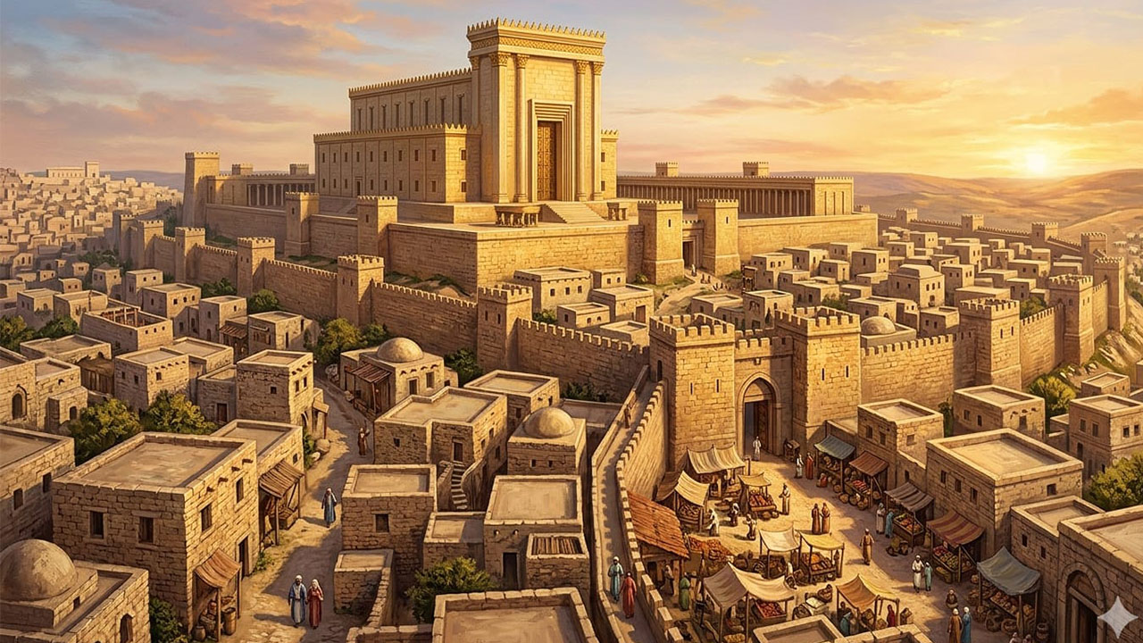 Illustration of Ancient Jerusalem and the First Temple